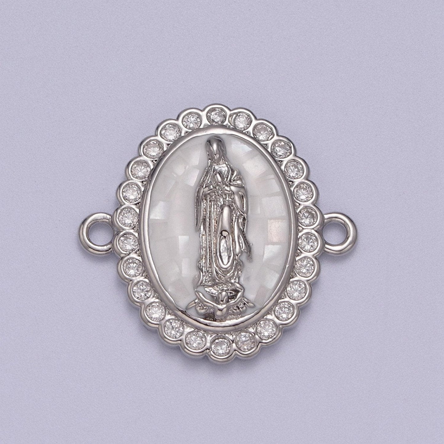 24k gold filled micro pave lady guadalupe charm connector, cz pave virgin mary charm for necklace, bracelet jewelry making y-460