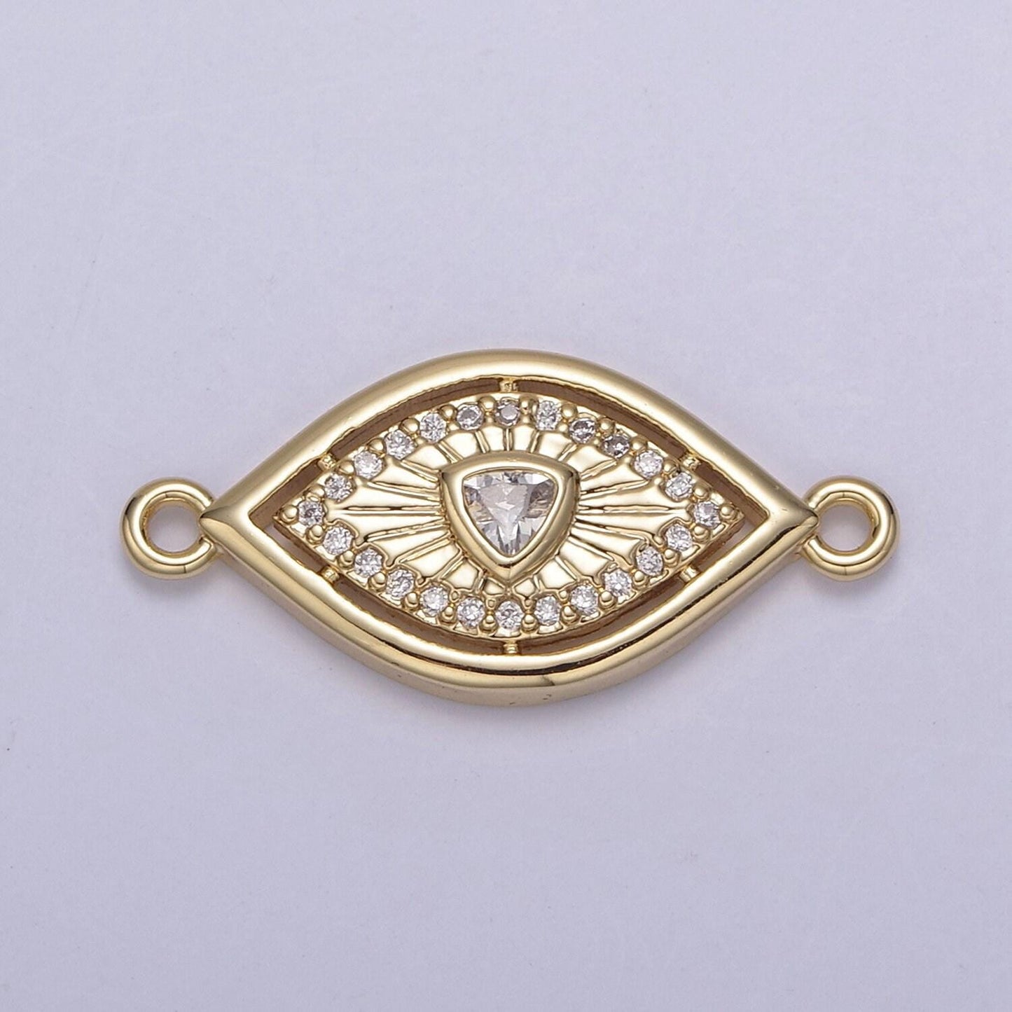 Dainty 14k gold filled evil eye charm connector for bracelet necklace component two hole charm link connector finding supply y-450