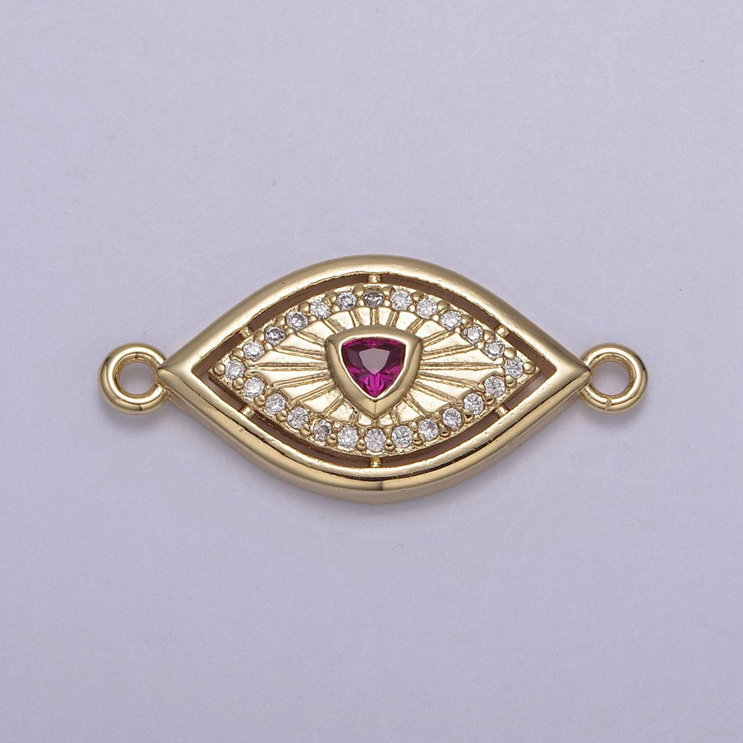 Dainty 14k gold filled evil eye charm connector for bracelet necklace component two hole charm link connector finding supply y-450
