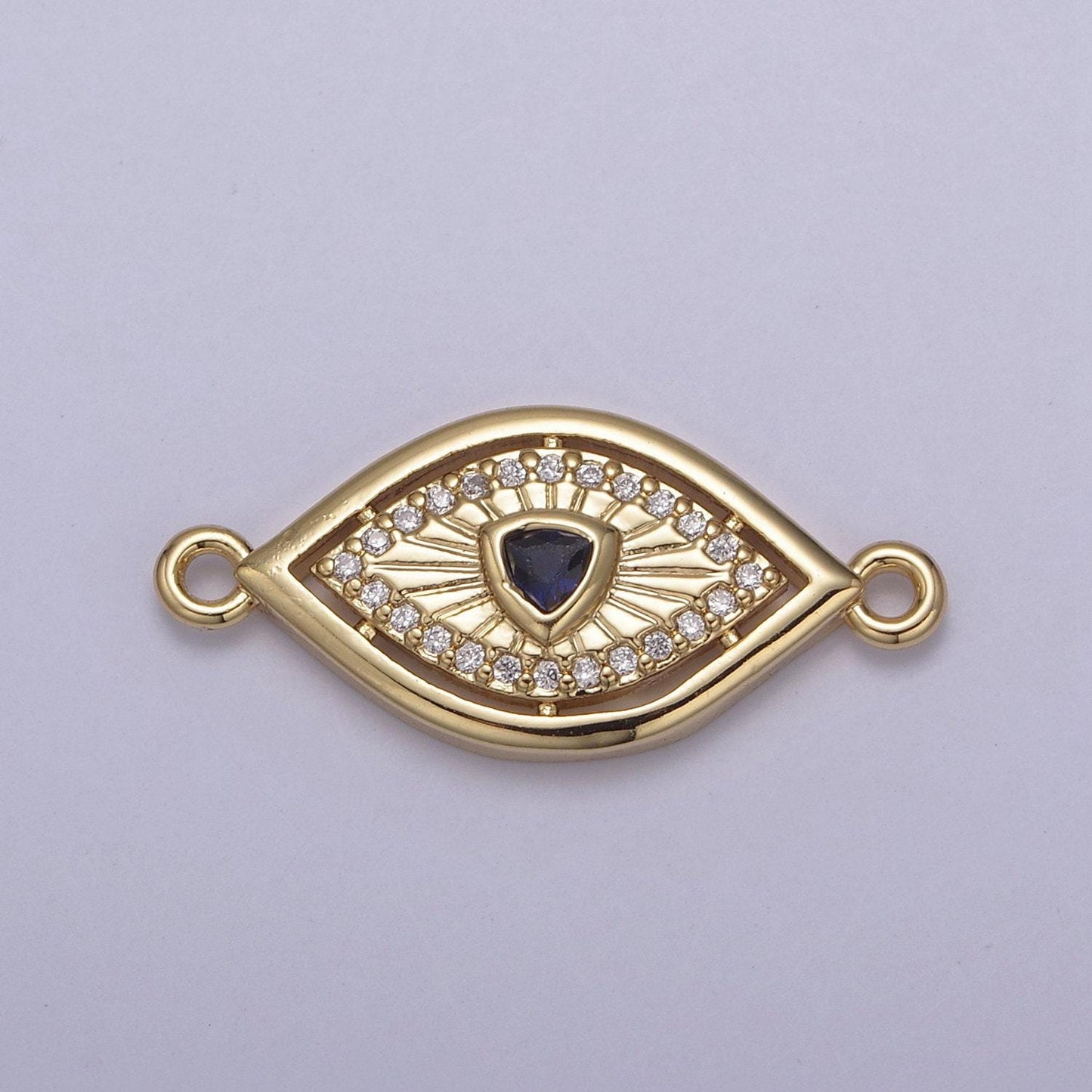 Dainty 14k gold filled evil eye charm connector for bracelet necklace component two hole charm link connector finding supply y-450