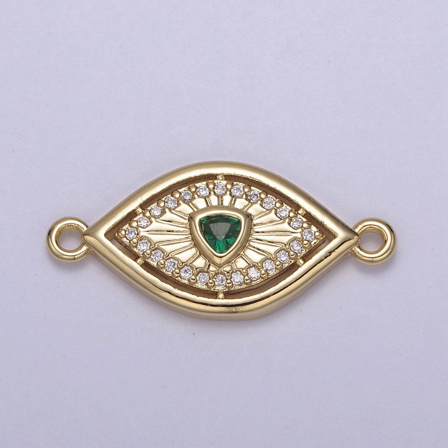 Dainty 14k gold filled evil eye charm connector for bracelet necklace component two hole charm link connector finding supply y-450