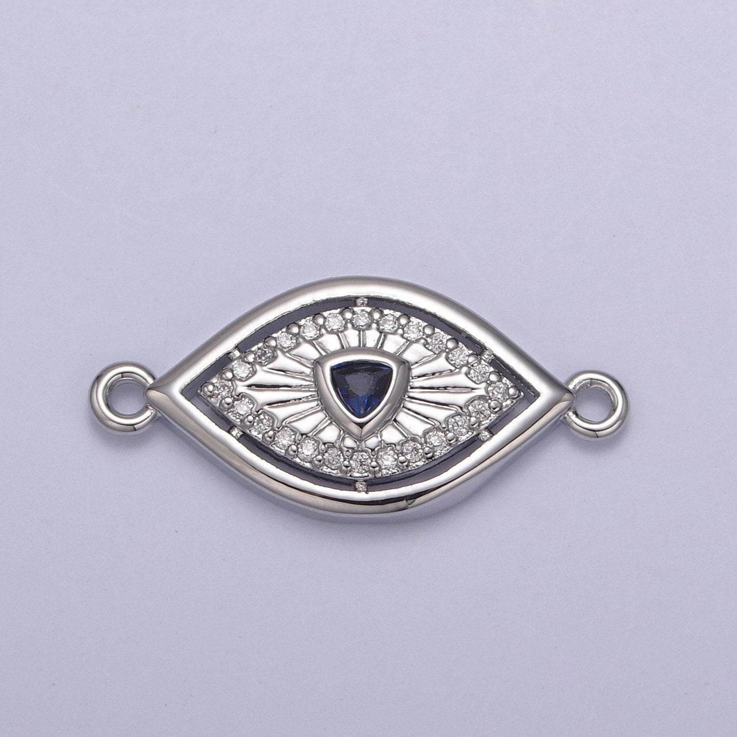 Dainty 14k gold filled evil eye charm connector for bracelet necklace component two hole charm link connector finding supply y-450