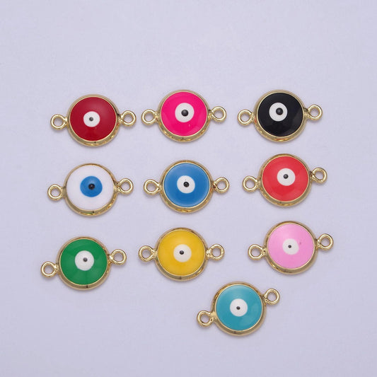 14k gold filled protection eye of ra charm, multicolor enamel evil eye pendant necklace pendant charm connector for jewelry making,y-434