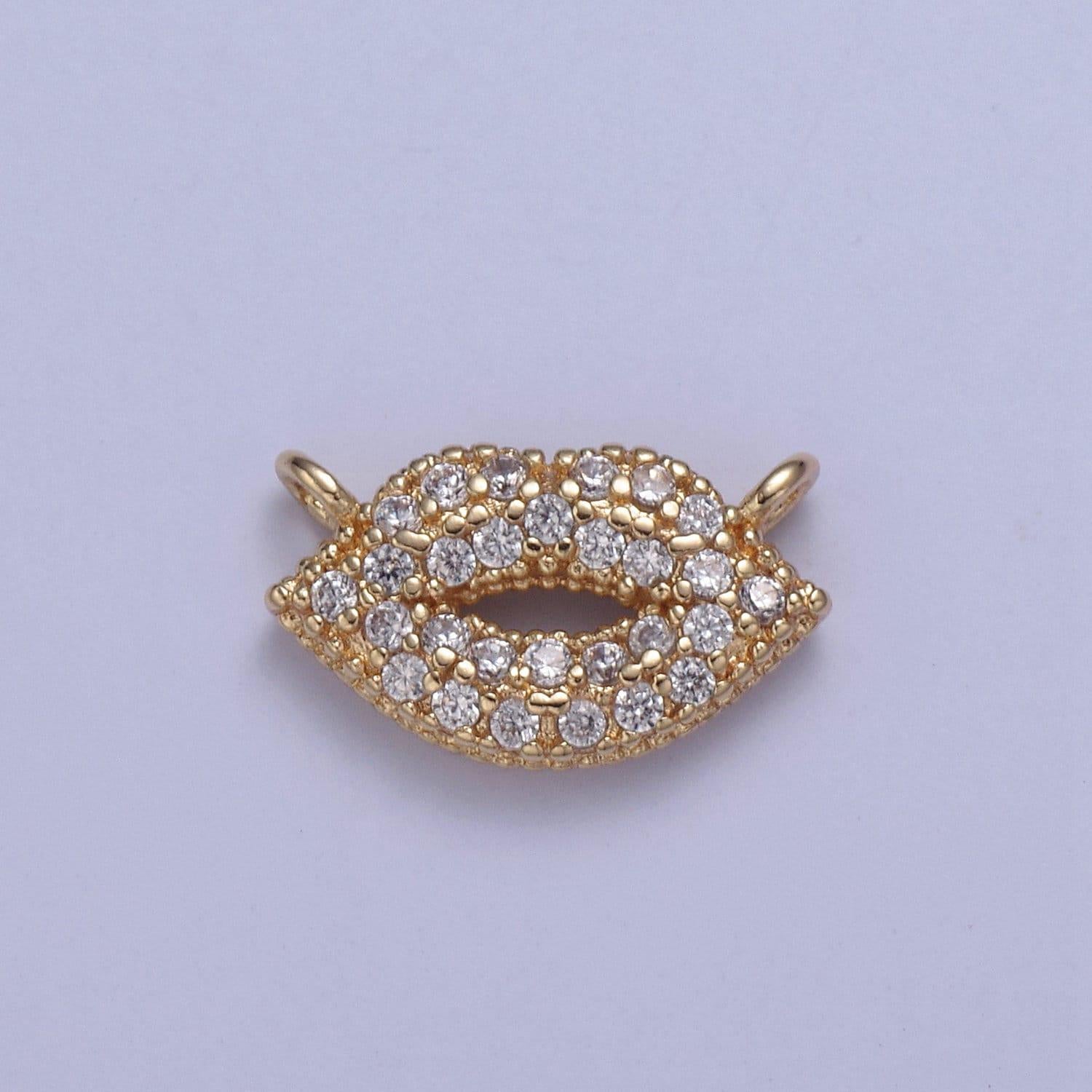 16k gold filled xoxo kiss mark lips connector charm - lips, hugs and kisses, friendship love jewelry supply bracelet necklace - y-427