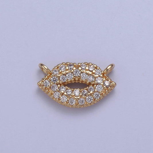 16k gold filled xoxo kiss mark lips connector charm - lips, hugs and kisses, friendship love jewelry supply bracelet necklace - y-427