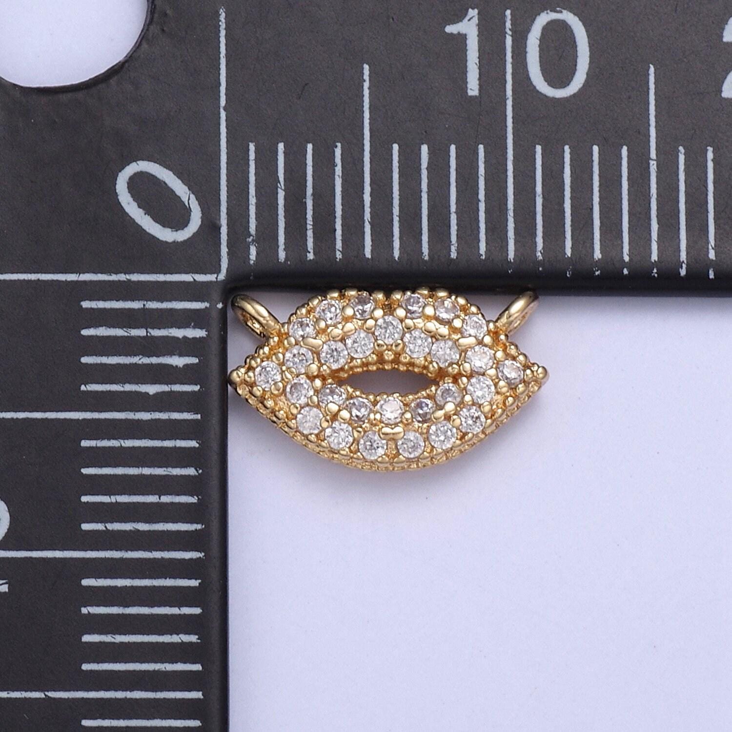 16k gold filled xoxo kiss mark lips connector charm - lips, hugs and kisses, friendship love jewelry supply bracelet necklace - y-427