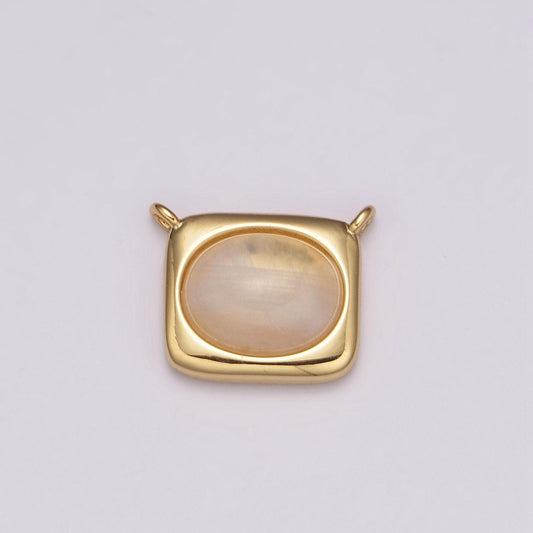 Gold oval moonstone solitaire charm connector rectangle link connector for necklace supply diy jewelryy-405