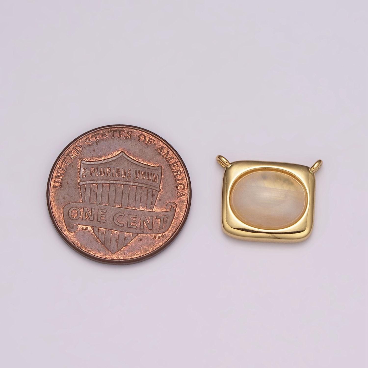 Gold oval moonstone solitaire charm connector rectangle link connector for necklace supply diy jewelryy-405