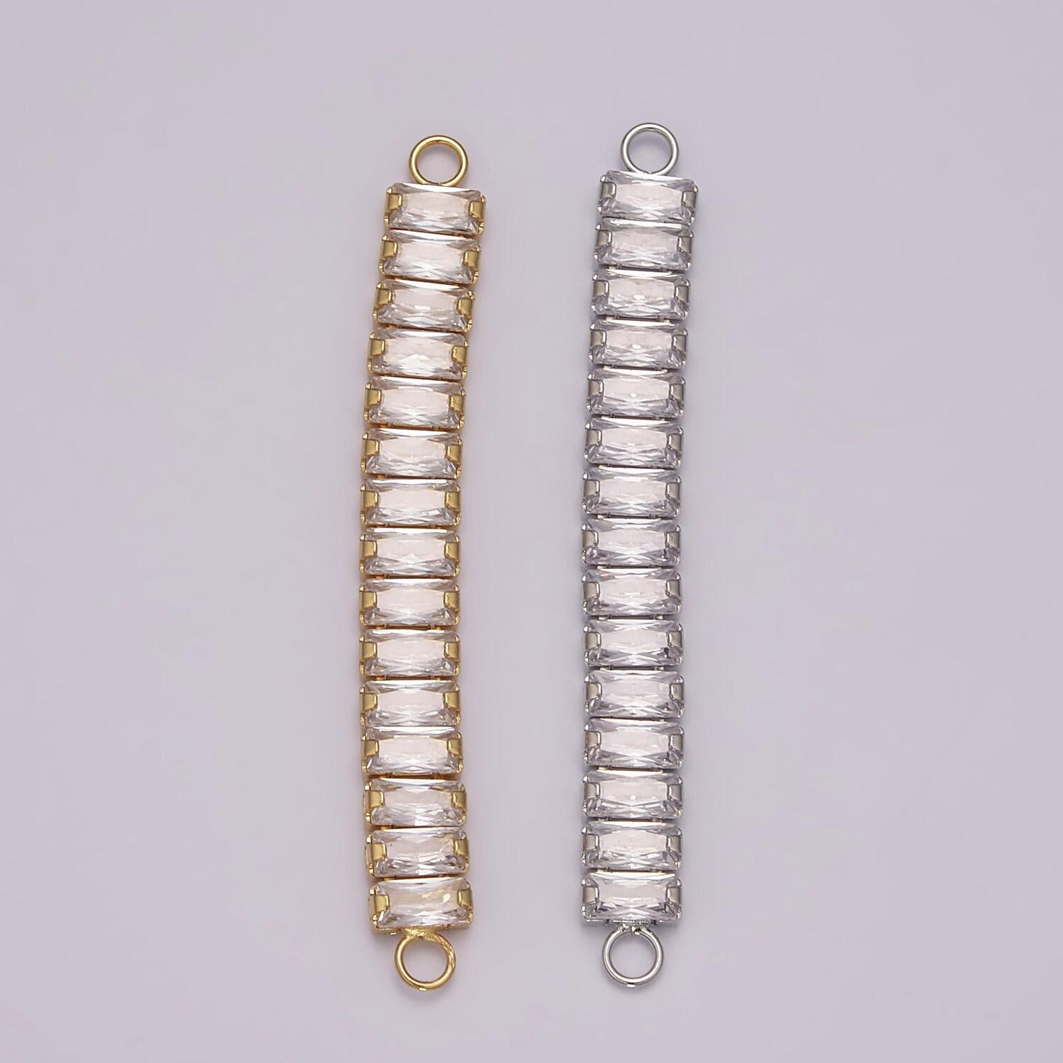 14k gold filled minimalist bendable rectangular bar connector micro pave cz diy charm necklace bracelet findings for jewelry making