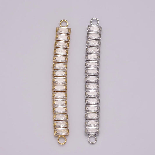 14k gold filled minimalist bendable rectangular bar connector micro pave cz diy charm necklace bracelet findings for jewelry making