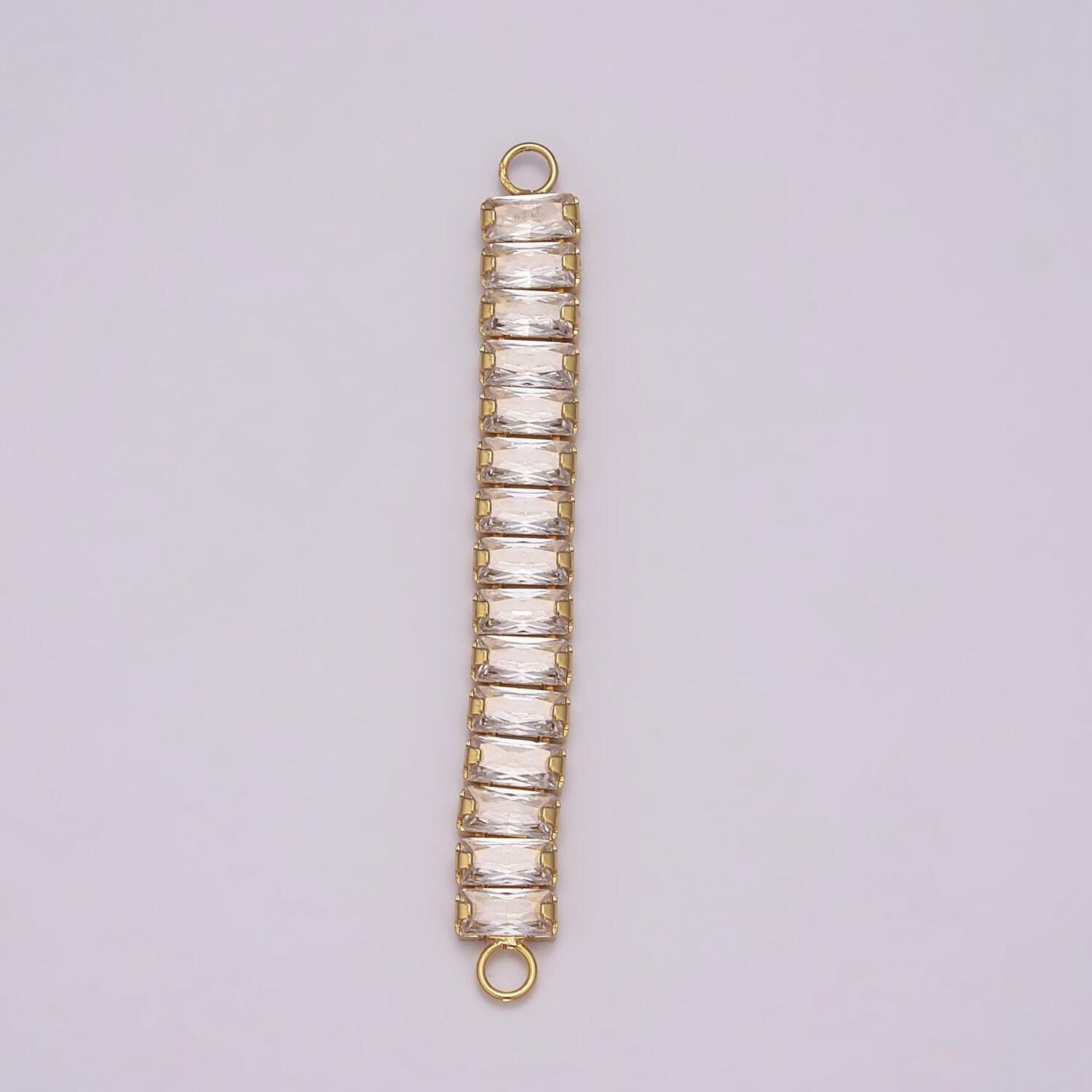 14k gold filled minimalist bendable rectangular bar connector micro pave cz diy charm necklace bracelet findings for jewelry making