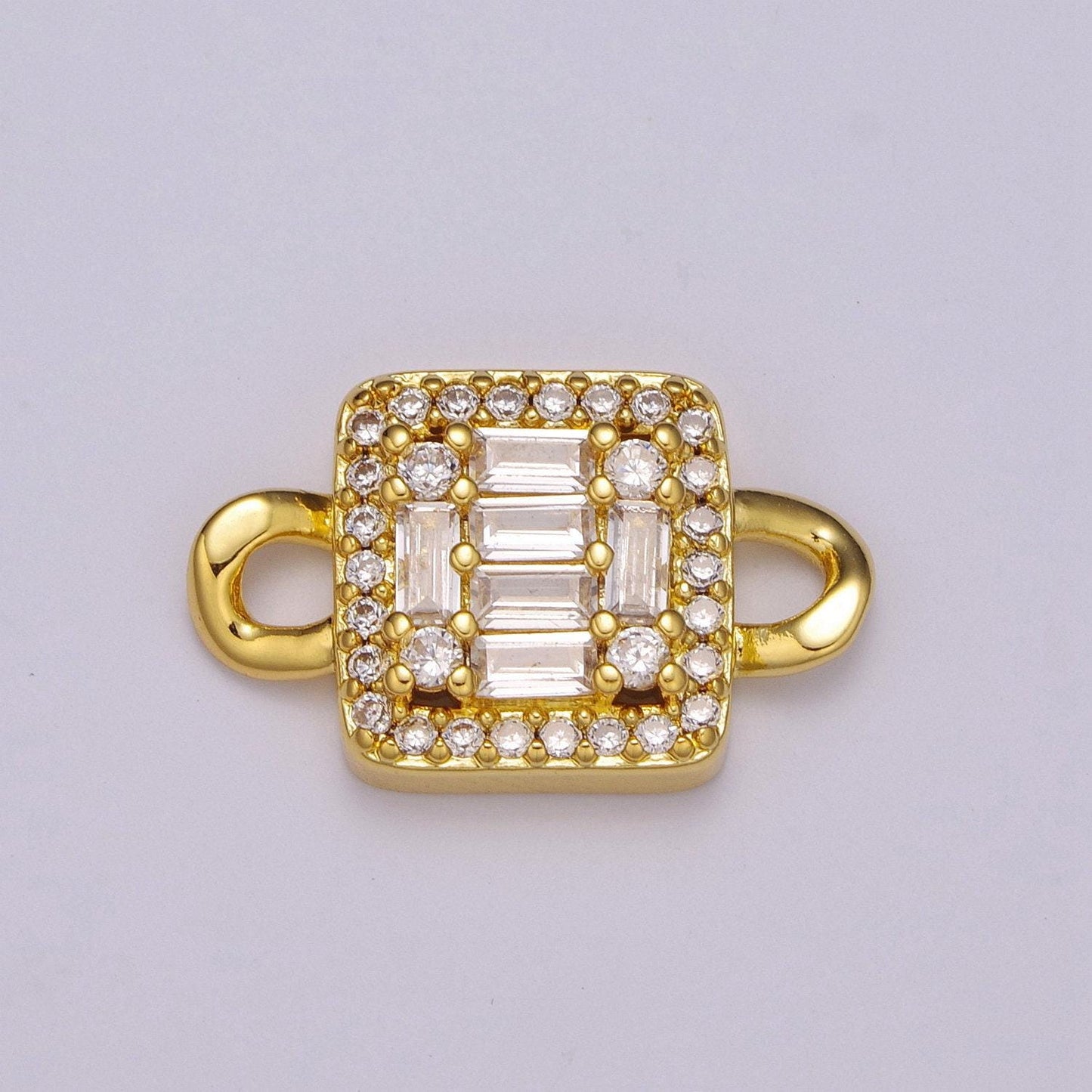 Mini square charm connector 14k gold filled link connector micro pave cz connector for bracelet necklace earring supply,