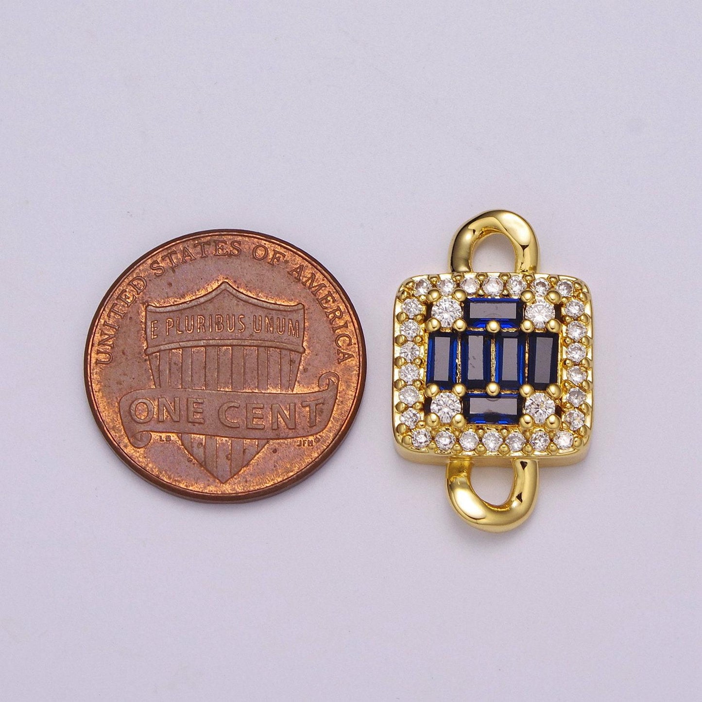 Mini square charm connector 14k gold filled link connector micro pave cz connector for bracelet necklace earring supply,