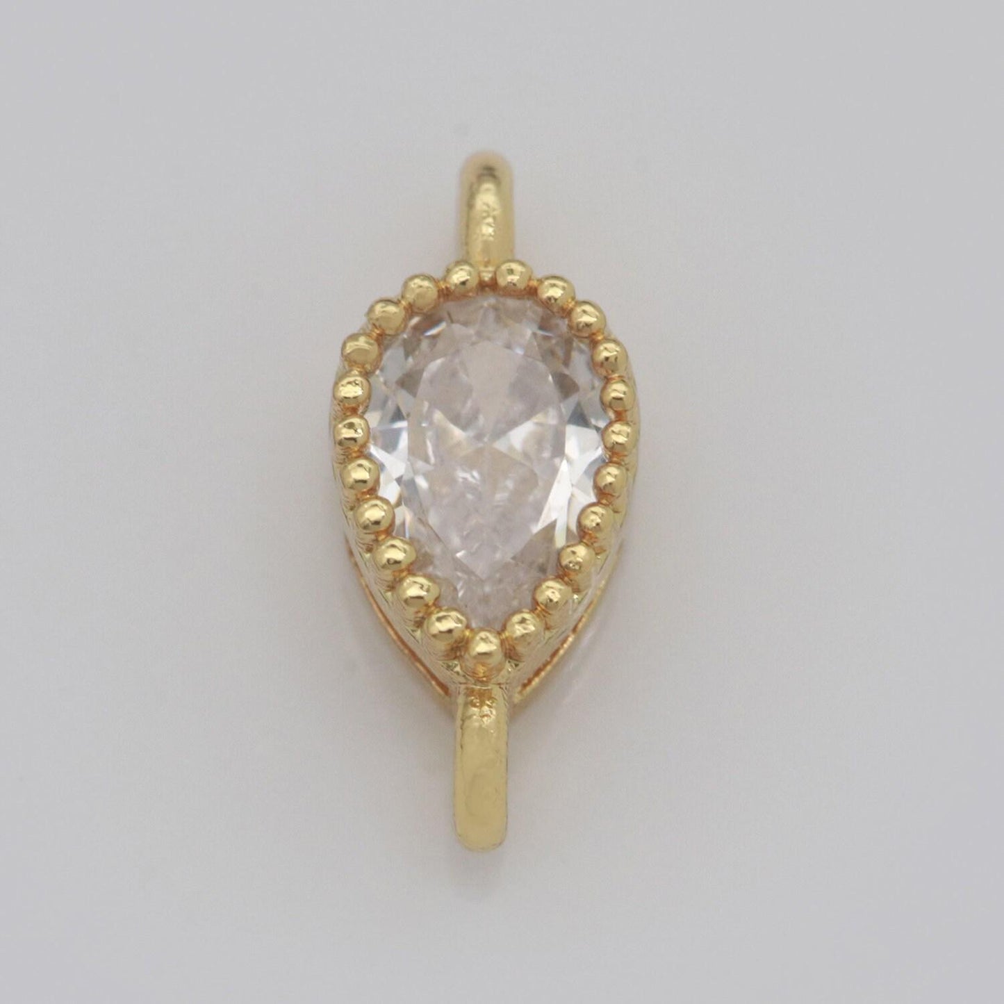 Teardrop solitaire cz gold connector pear cut diamond cut dainty cubic zirconia connector for necklace bracelet supply y354-y361