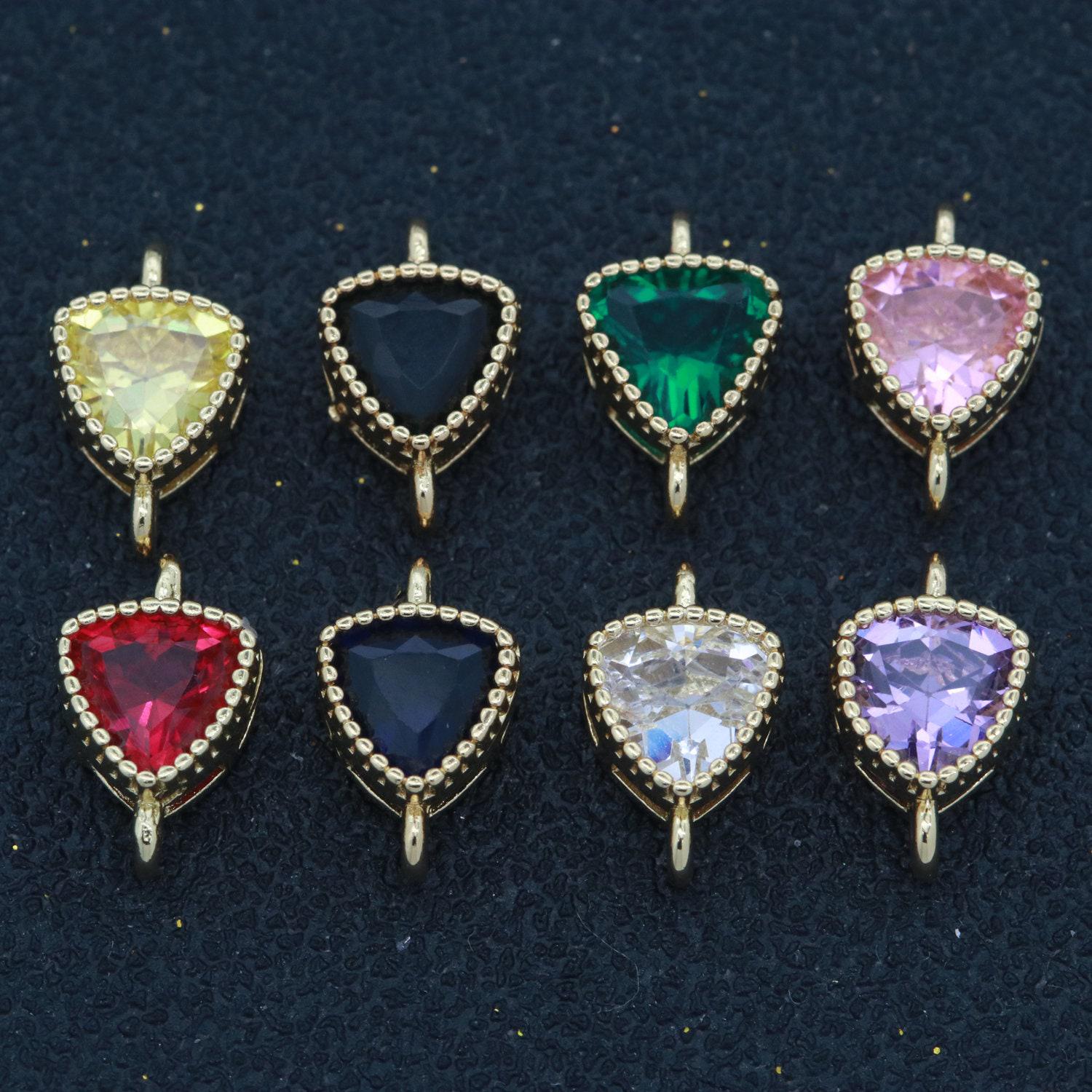 Shield solitaire cz gold connector medieval diamond cut dainty cubic zirconia connector for necklace bracelet supply n-033: n-040