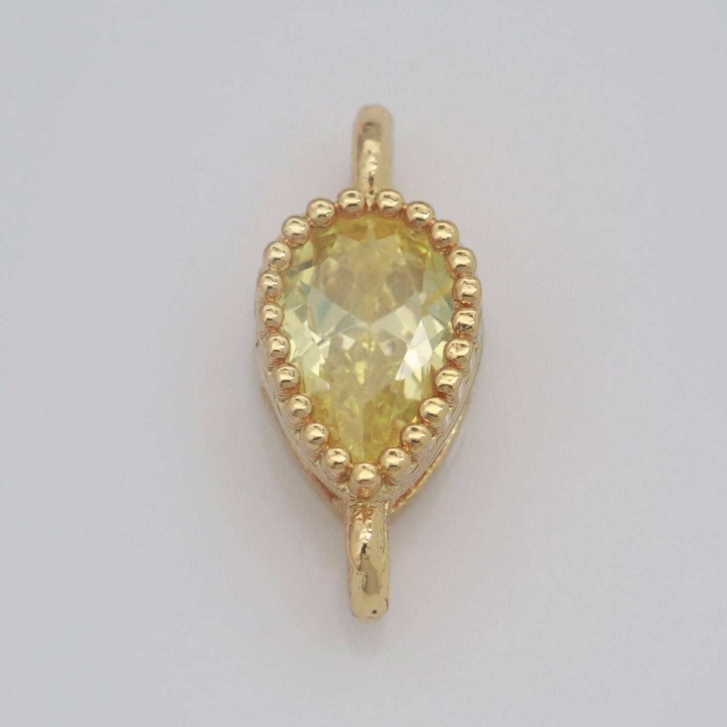 Teardrop solitaire cz gold connector pear cut diamond cut dainty cubic zirconia connector for necklace bracelet supply y354-y361