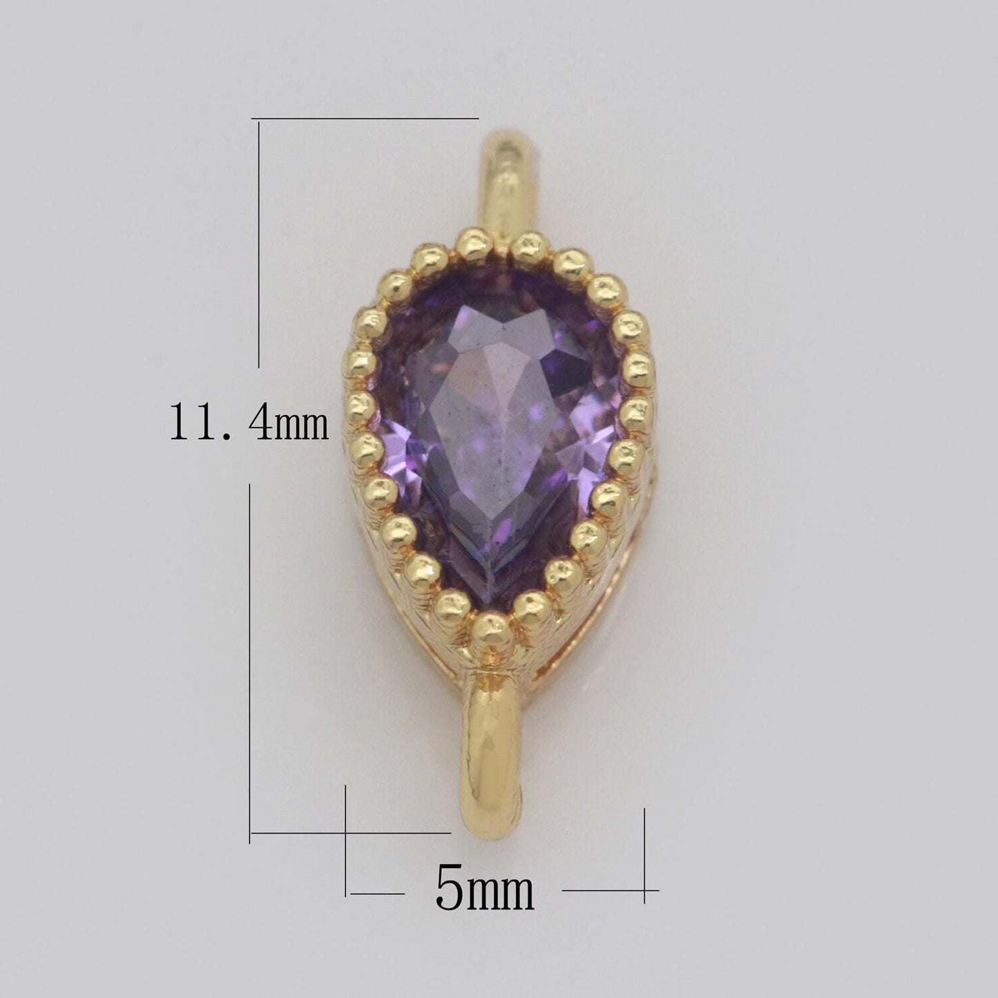 Teardrop solitaire cz gold connector pear cut diamond cut dainty cubic zirconia connector for necklace bracelet supply y354-y361