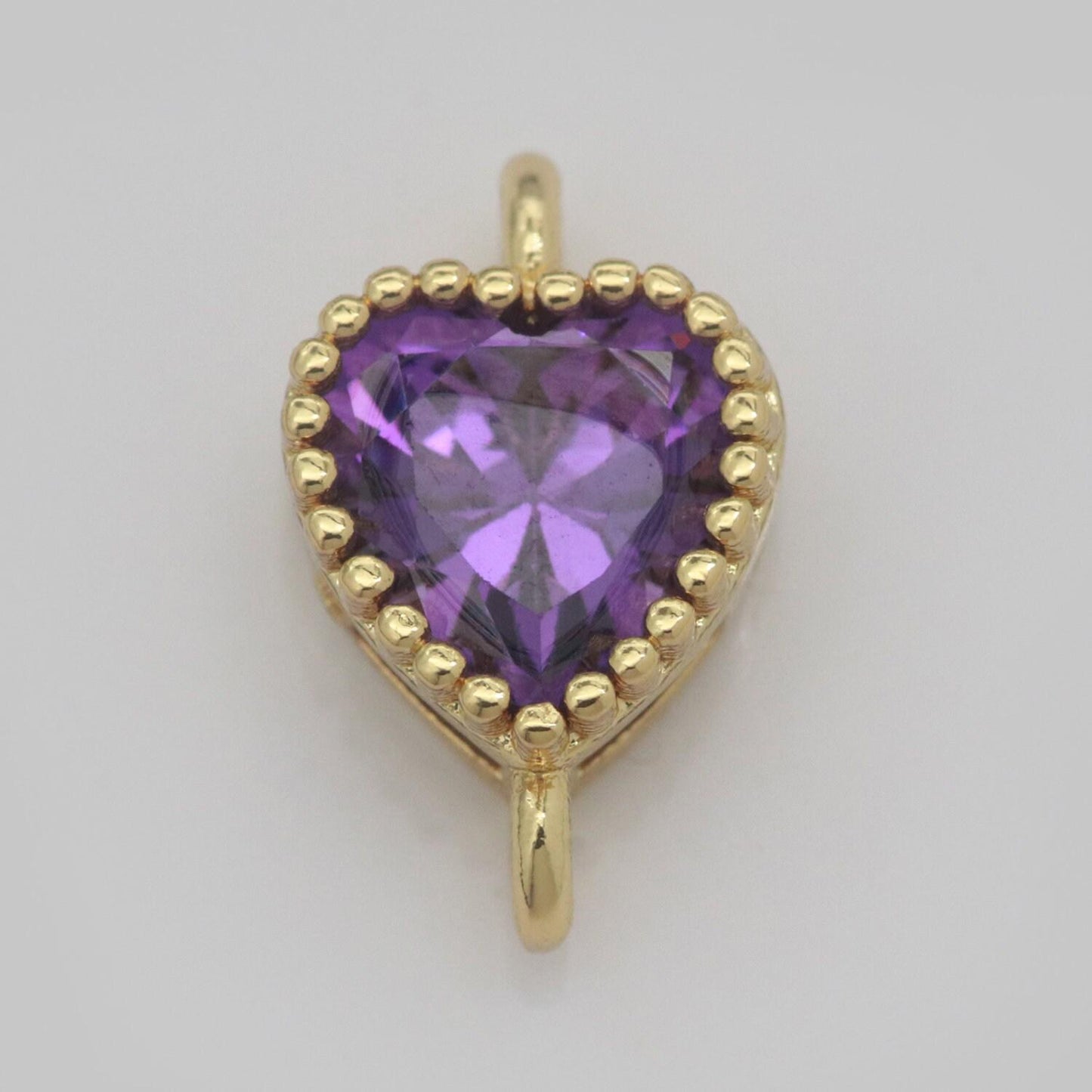 Heart solitaire cz gold connector love diamond cut dainty cubic zirconia connector for necklace bracelet supply y330- y337