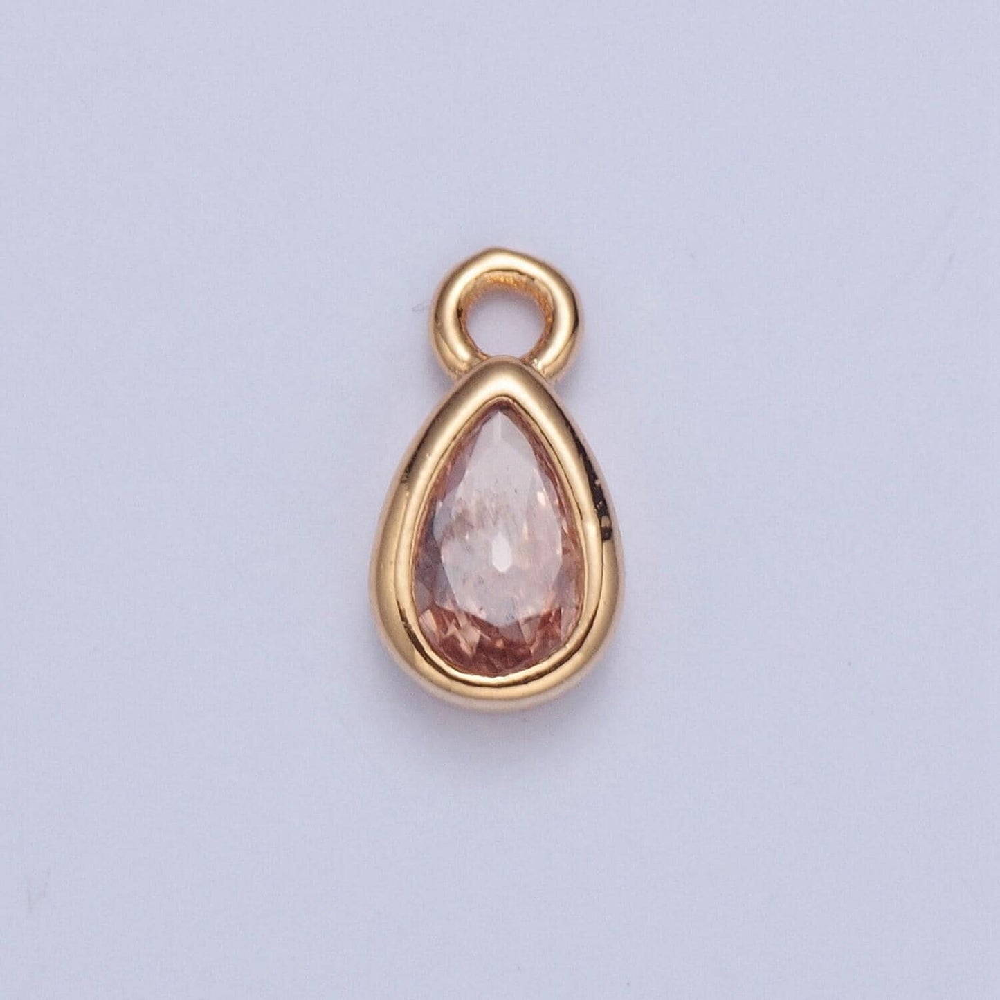 Birthstone color mini small teardrop charm cubic tear drop gold charm for bracelet earring necklace jewelry making supply