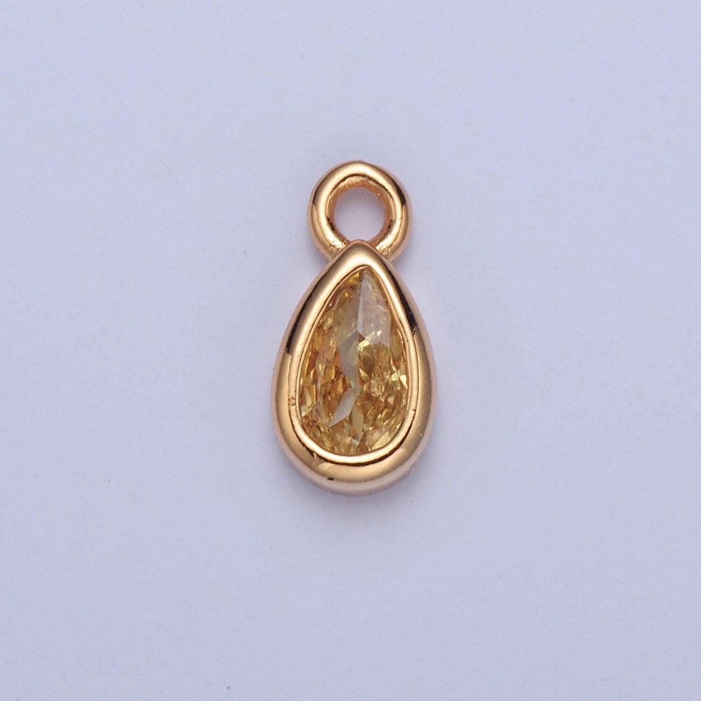 Birthstone color mini small teardrop charm cubic tear drop gold charm for bracelet earring necklace jewelry making supply