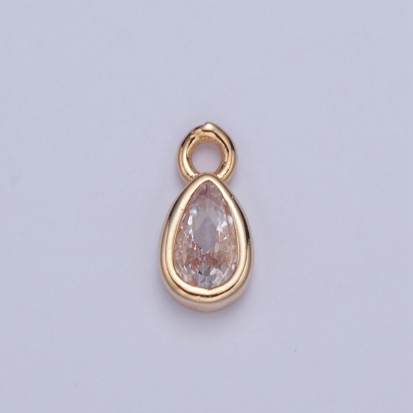 Birthstone color mini small teardrop charm cubic tear drop gold charm for bracelet earring necklace jewelry making supply