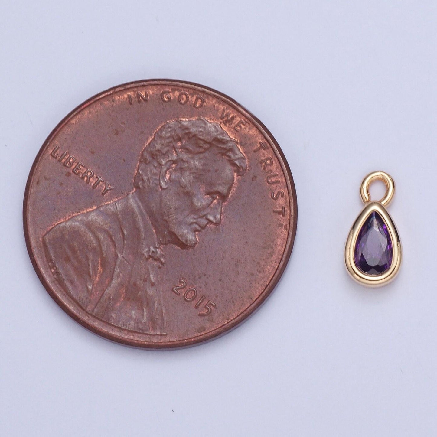 Birthstone color mini small teardrop charm cubic tear drop gold charm for bracelet earring necklace jewelry making supply