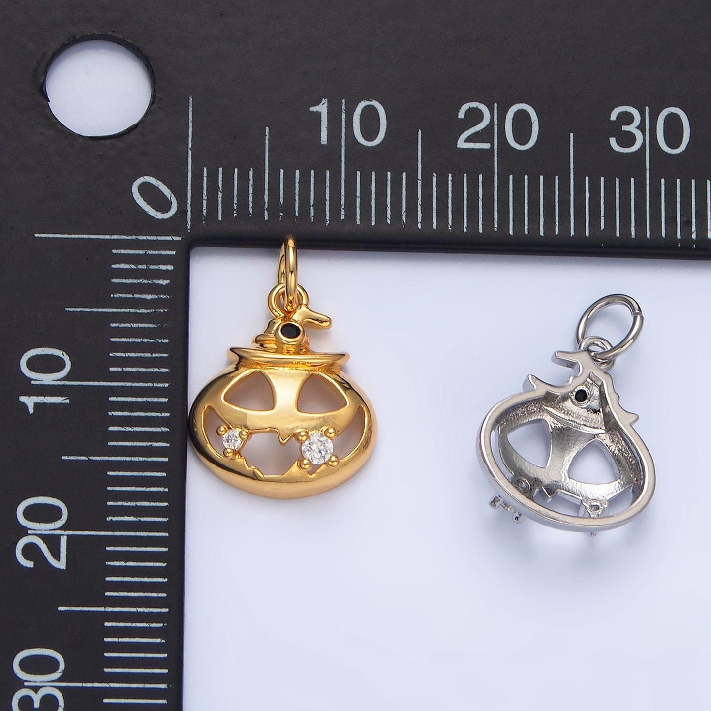 Dainty gold filled jack o lantern pumpkin face cz micro pave charm bracelet necklace trick or treat pendant halloween jewelry making x910