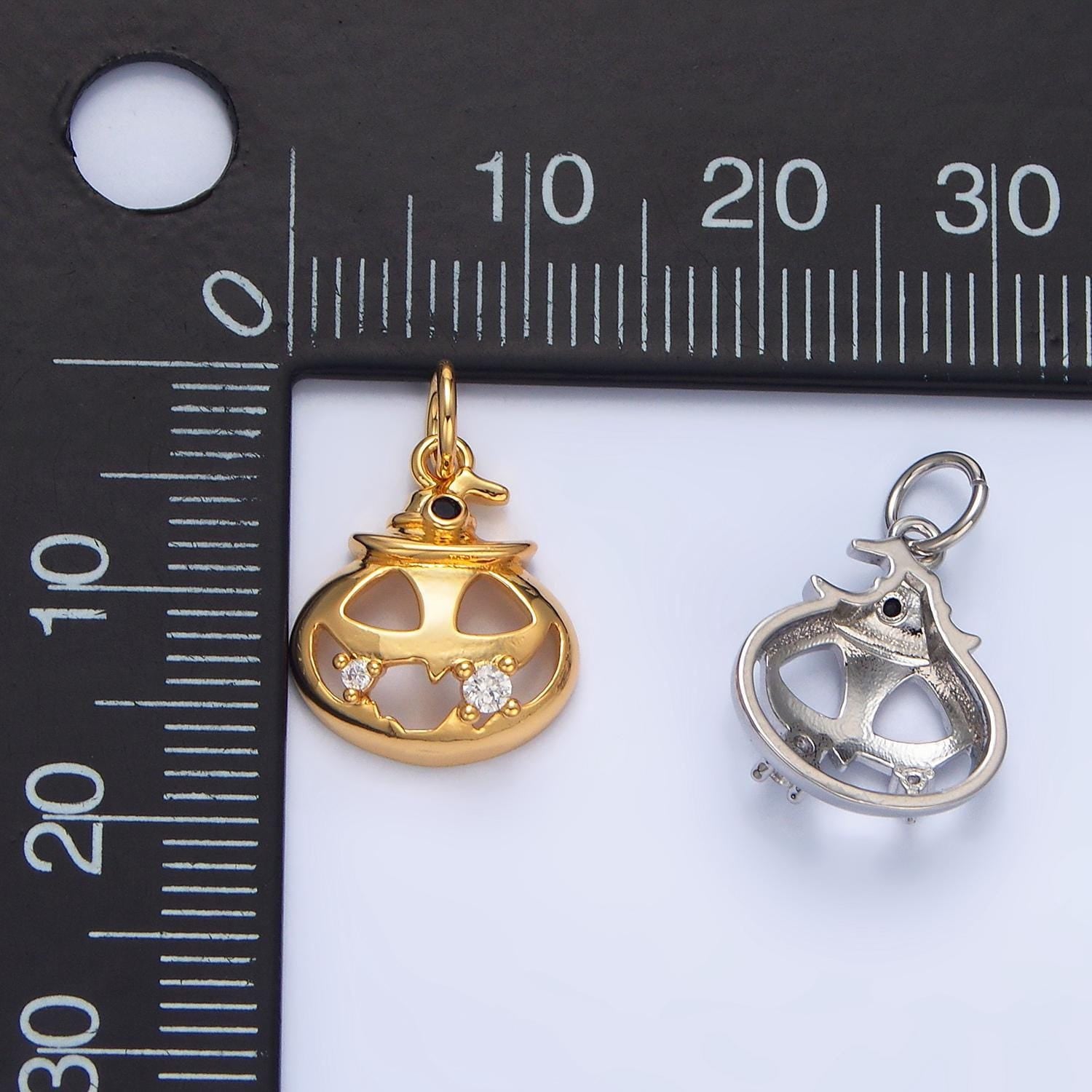 Dainty gold filled jack o lantern pumpkin face cz micro pave charm bracelet necklace trick or treat pendant halloween jewelry making x910