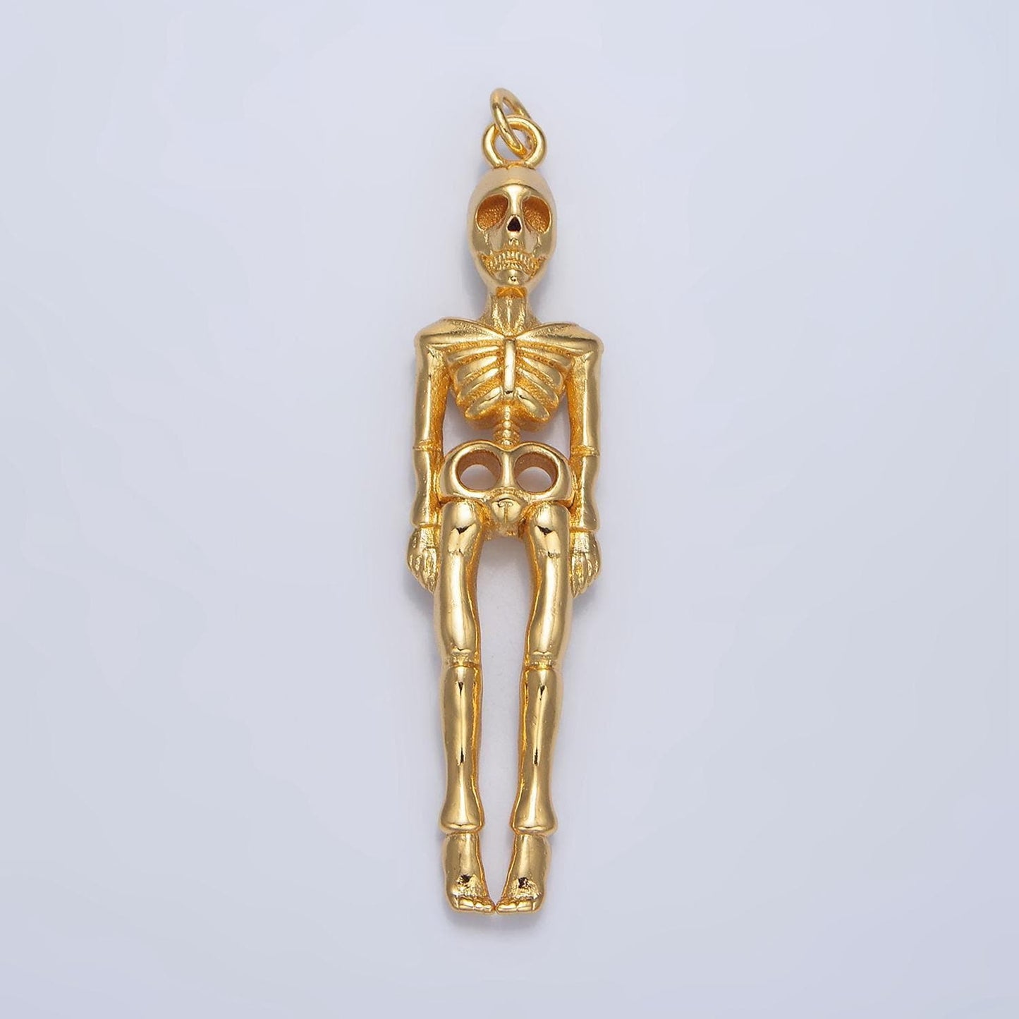 Halloween holiday human skeleton 24k gold filled charm | x-895