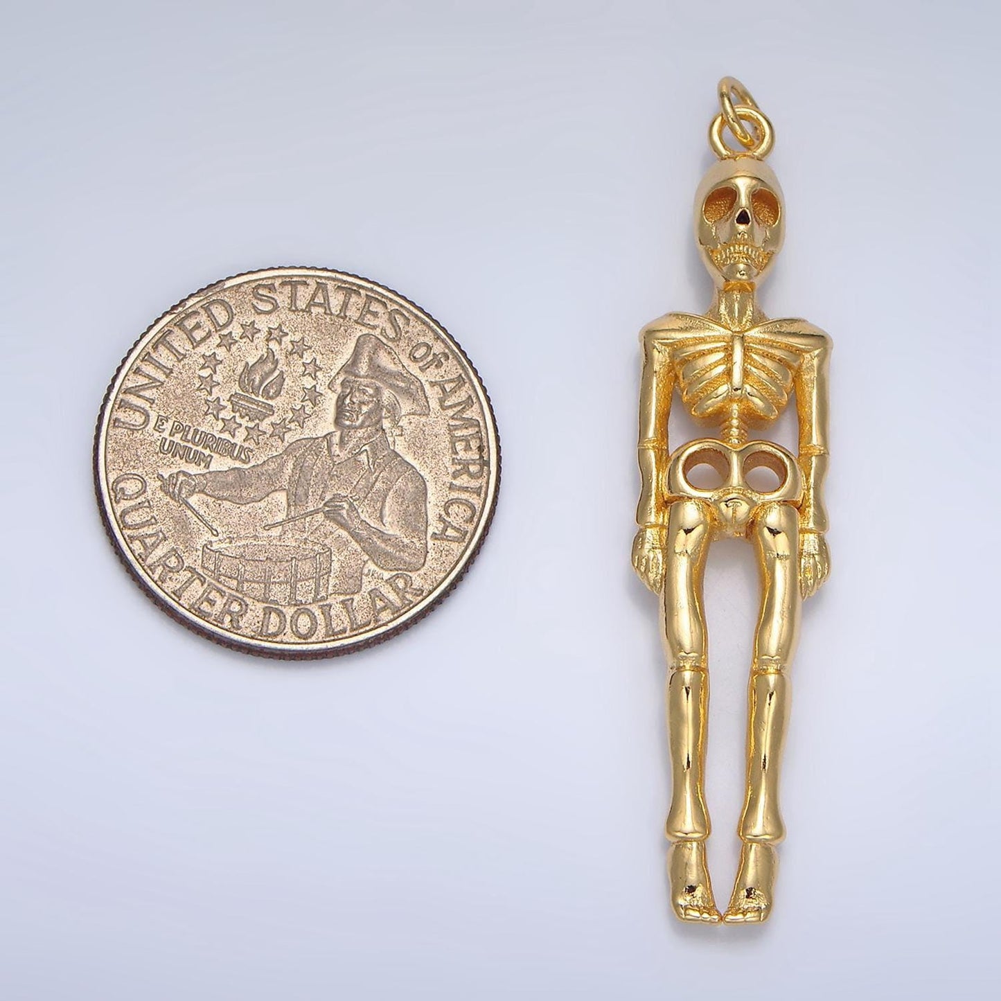 Halloween holiday human skeleton 24k gold filled charm | x-895