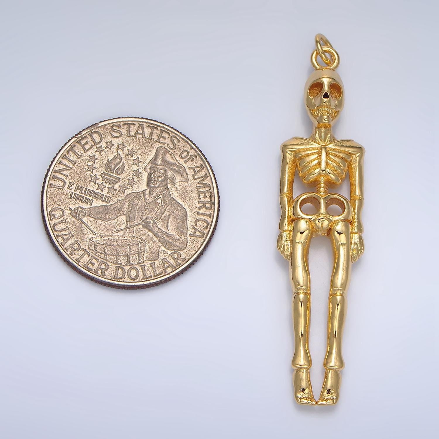 Halloween holiday human skeleton 24k gold filled charm | x-895