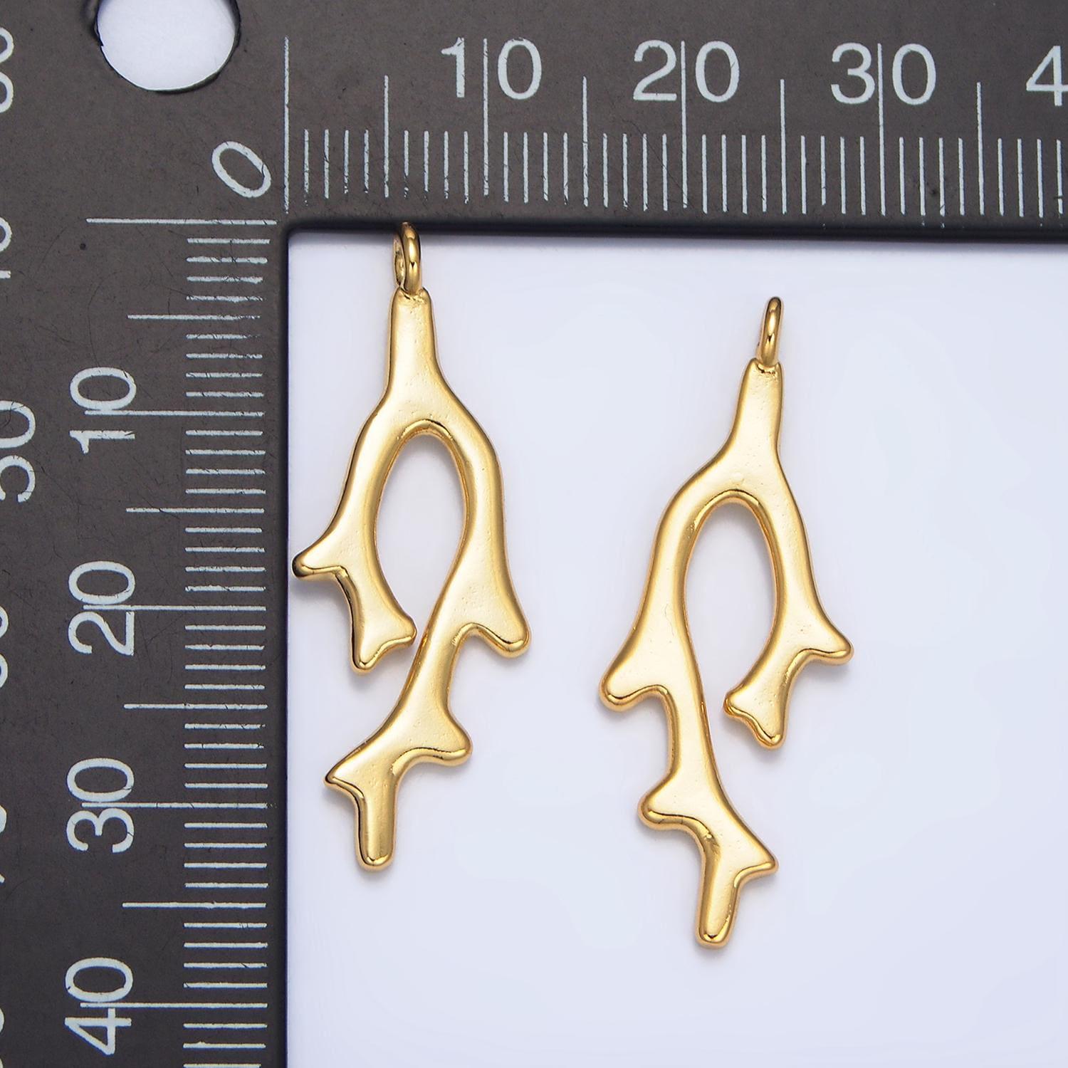 Mini gold kelp charms 24k gold filled coral pendant cz charm bracelet necklace for beach ocean inspired diy jewelry making supply x897