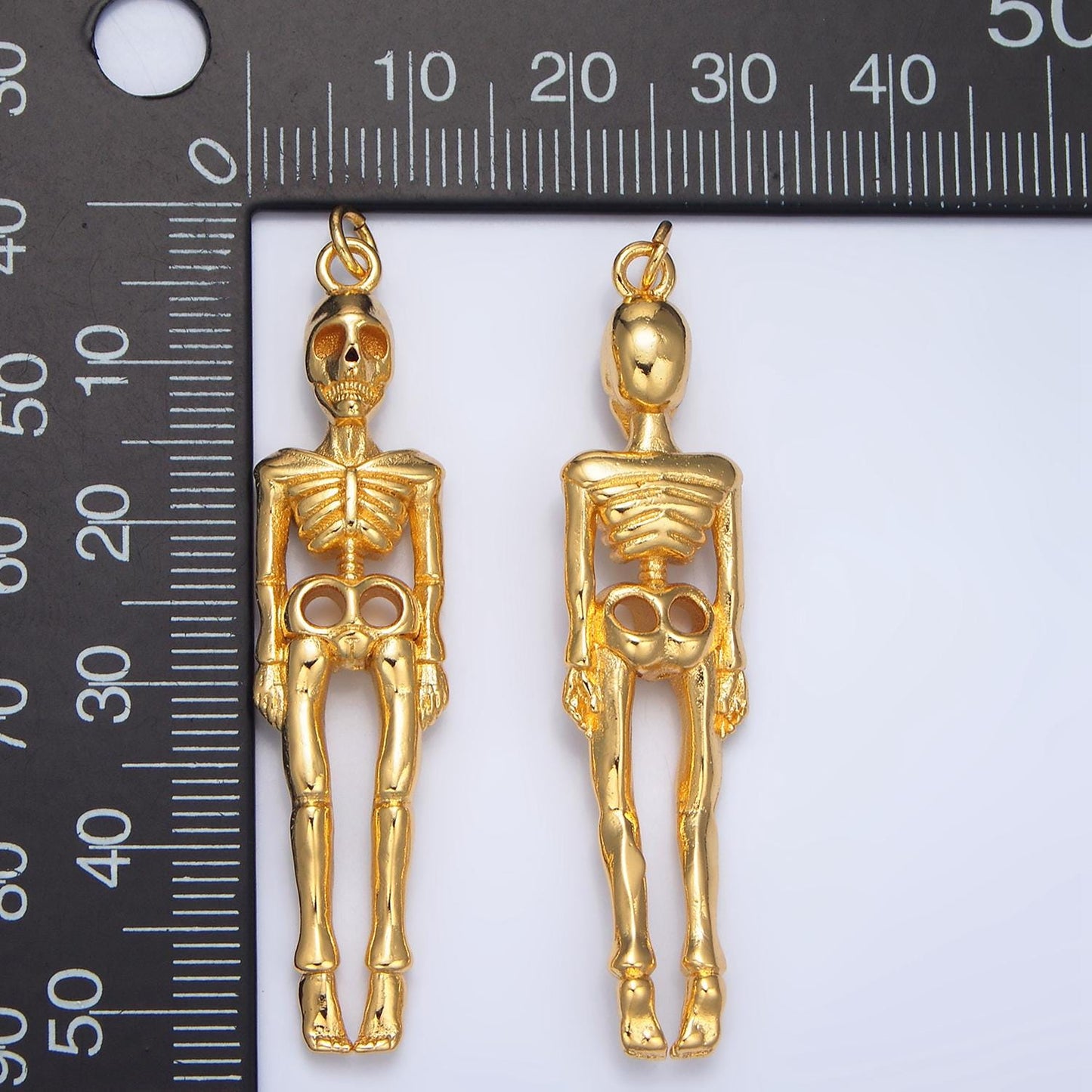 Halloween holiday human skeleton 24k gold filled charm | x-895
