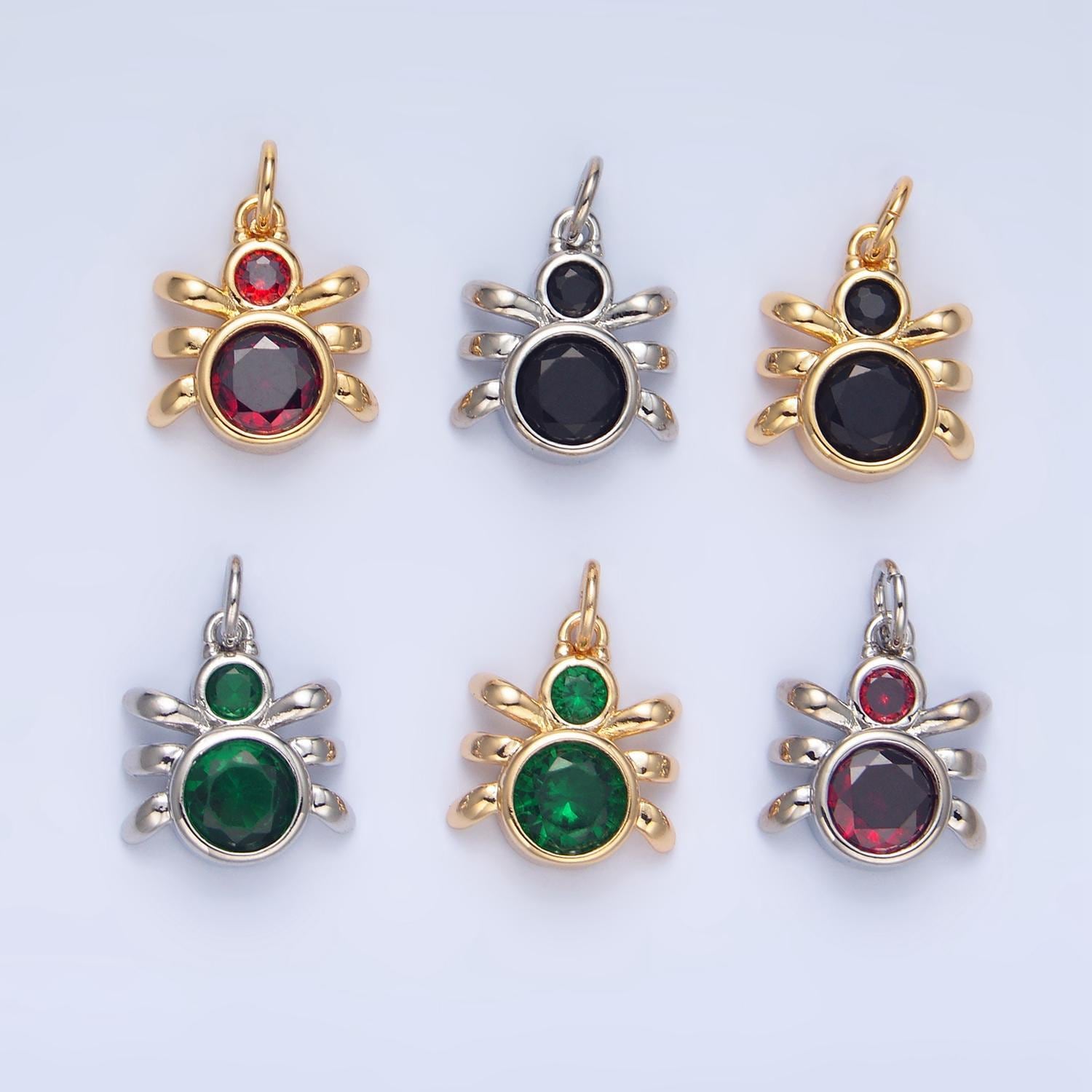 Green, black, red bed bug insect cz 24k gold filled charm | x-886 - x-901
