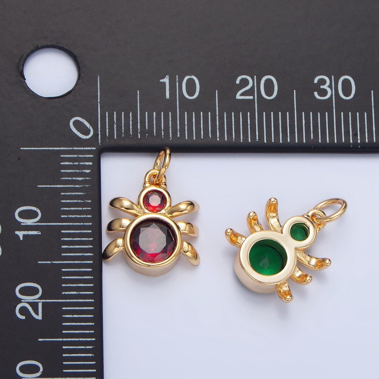 Green, black, red bed bug insect cz 24k gold filled charm | x-886 - x-901