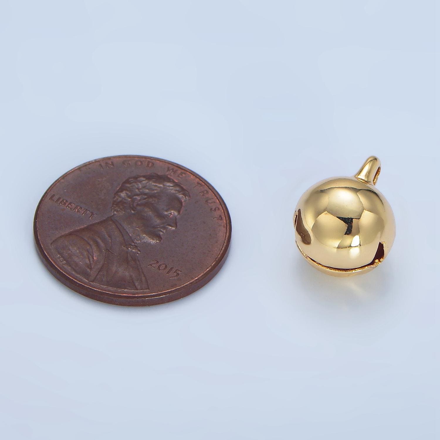 24k gold filled bell pendant charm, tinkle jingle bell pendant charm, white gold / gold pendant charm for diy jewelry 10x13 mm x883