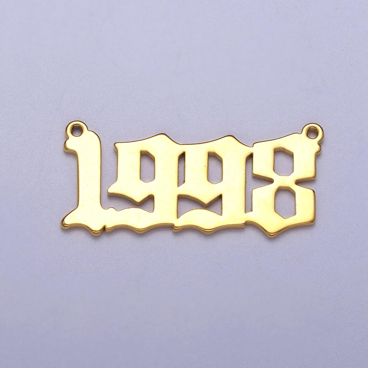Gold filled birth year number charm connector birthday old english number link connector for personalized necklace bracelet component y690