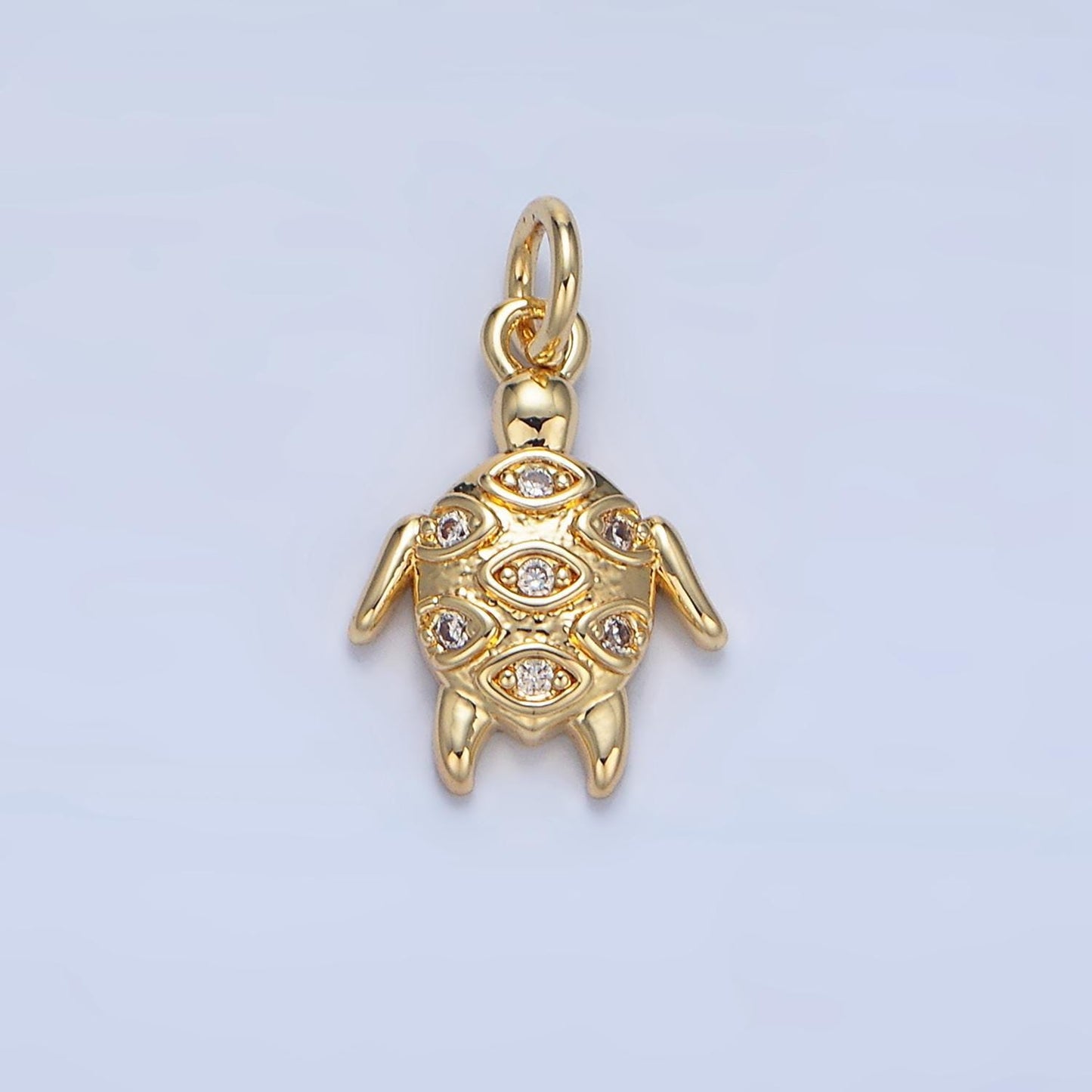 Clear cz ocean sea animal turtle 24k gold filled charm | x-876