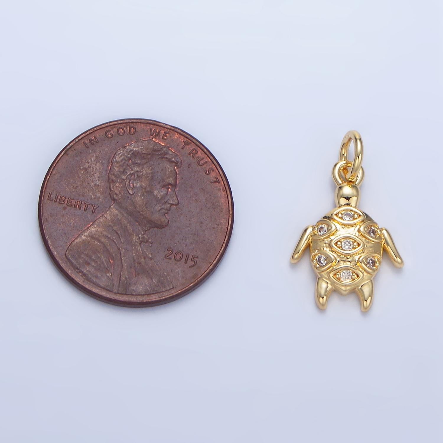 Clear cz ocean sea animal turtle 24k gold filled charm | x-876
