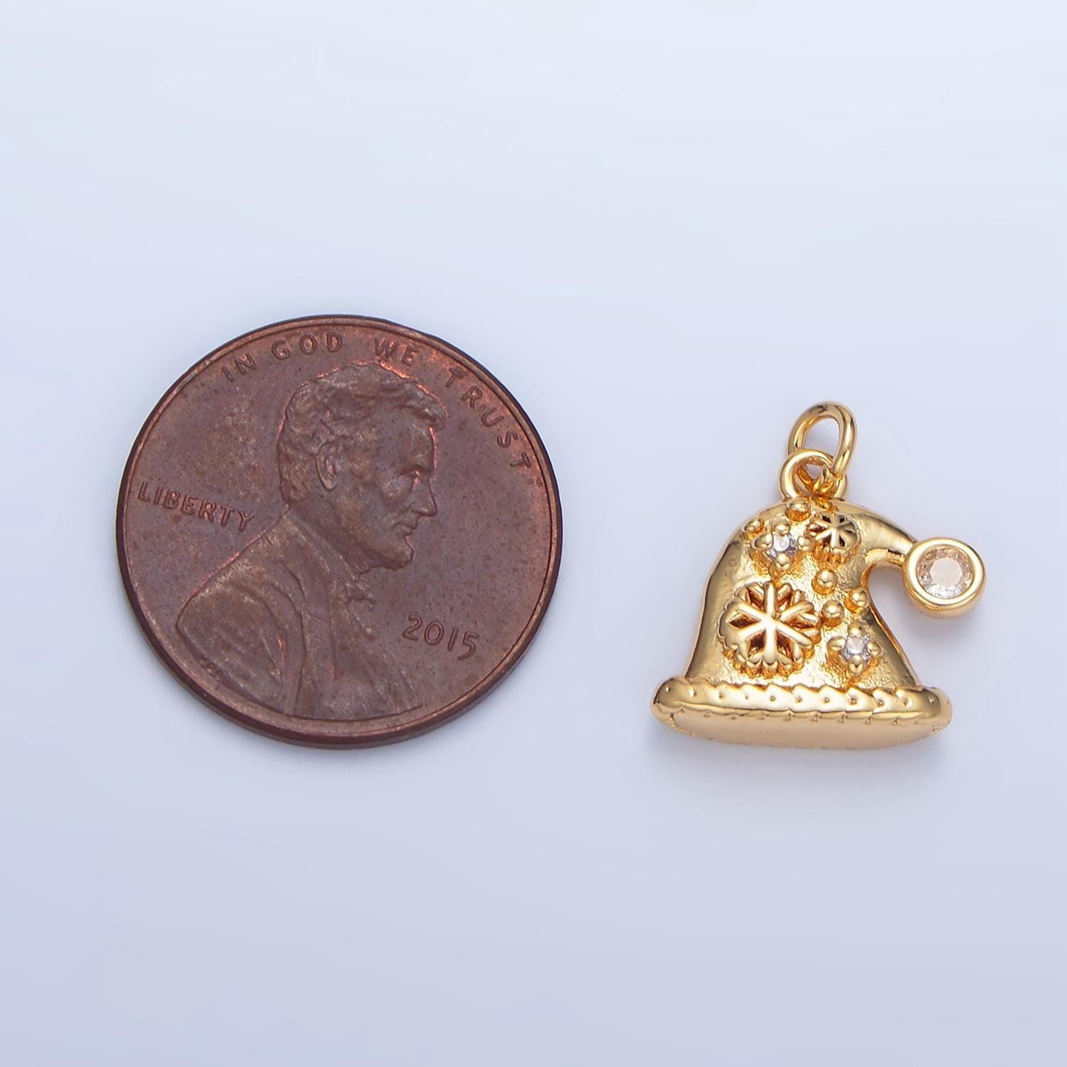 Cz snowflake christmas holiday hat 24k gold filled charm | x-852
