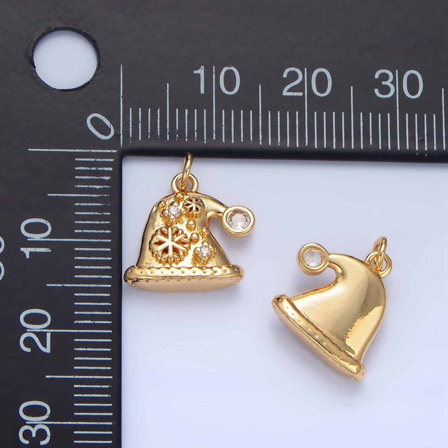 Cz snowflake christmas holiday hat 24k gold filled charm | x-852