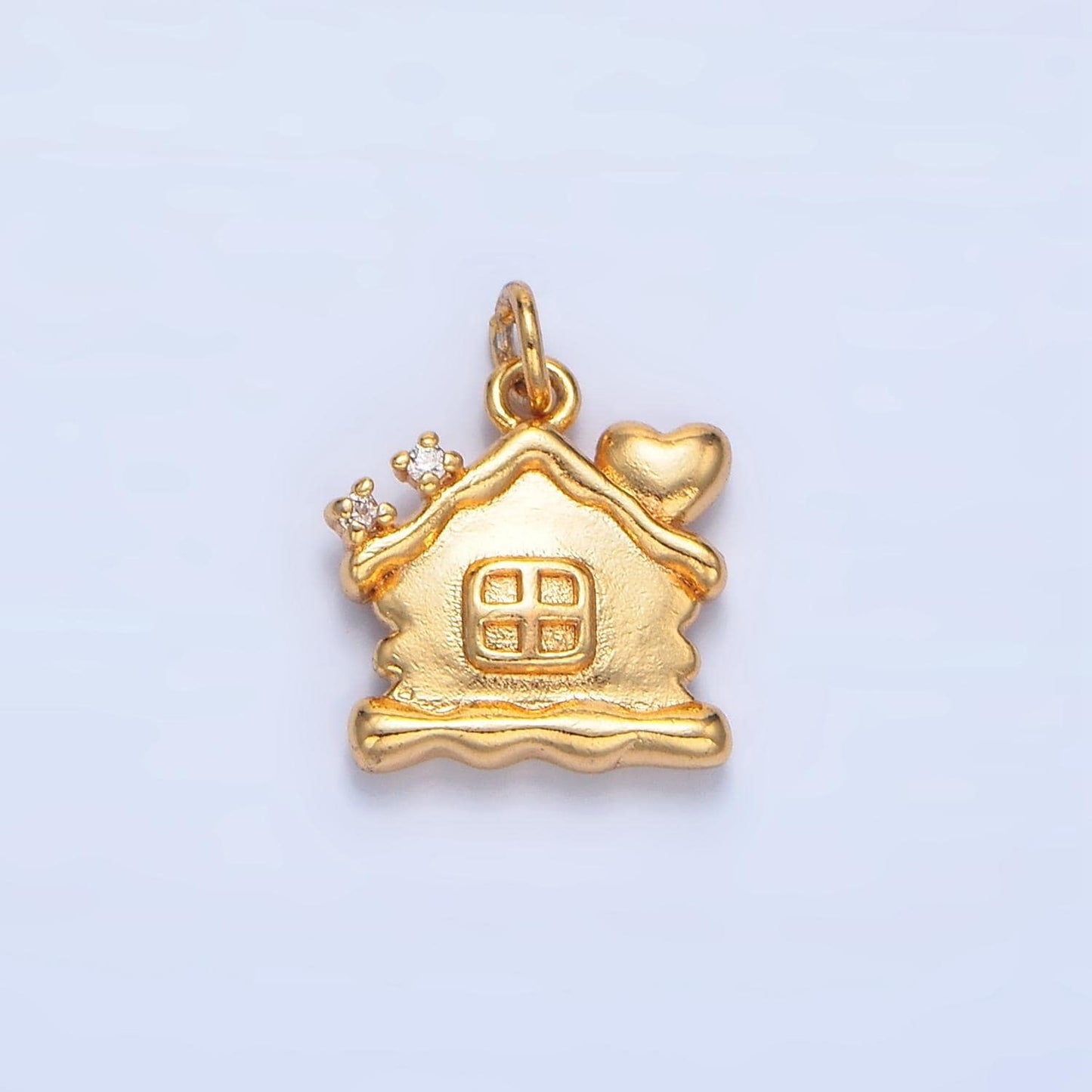 Mini cz heart molten house 24k gold filled charm | x-851
