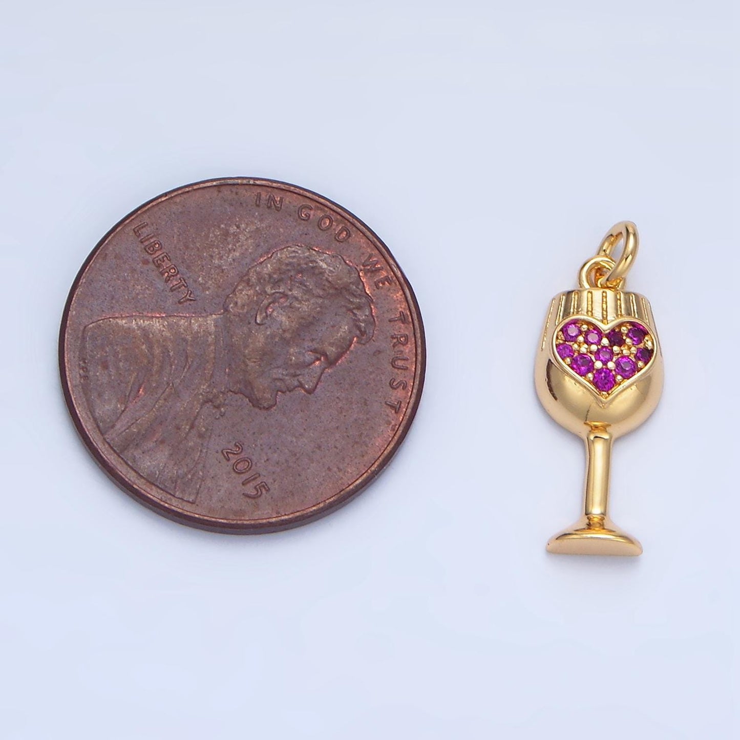 Love potion cup fuchsia cz 24k gold filled drink charm | x-844