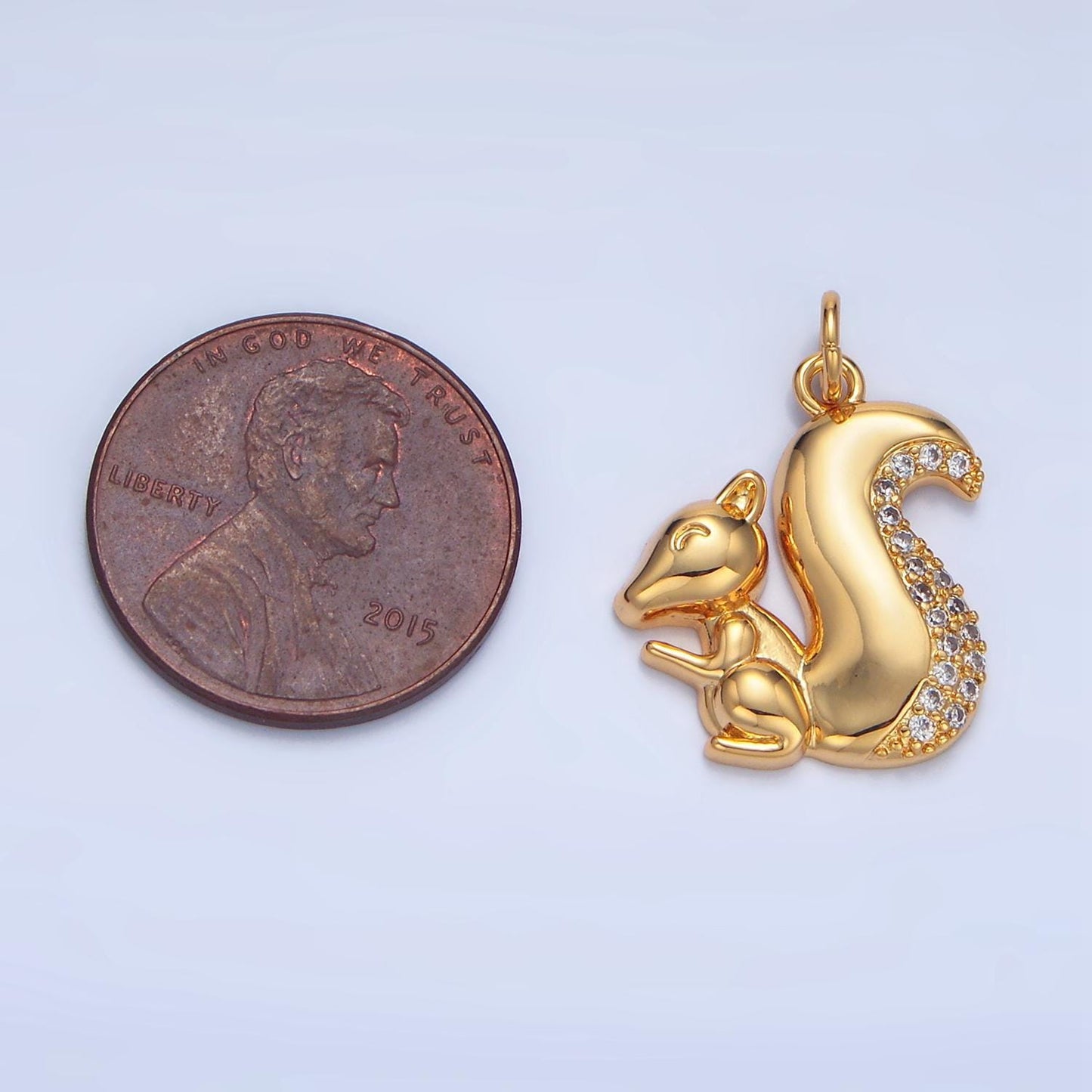 Happy smiling squirrel micro paved cz 24k gold filled animal charm | x-840