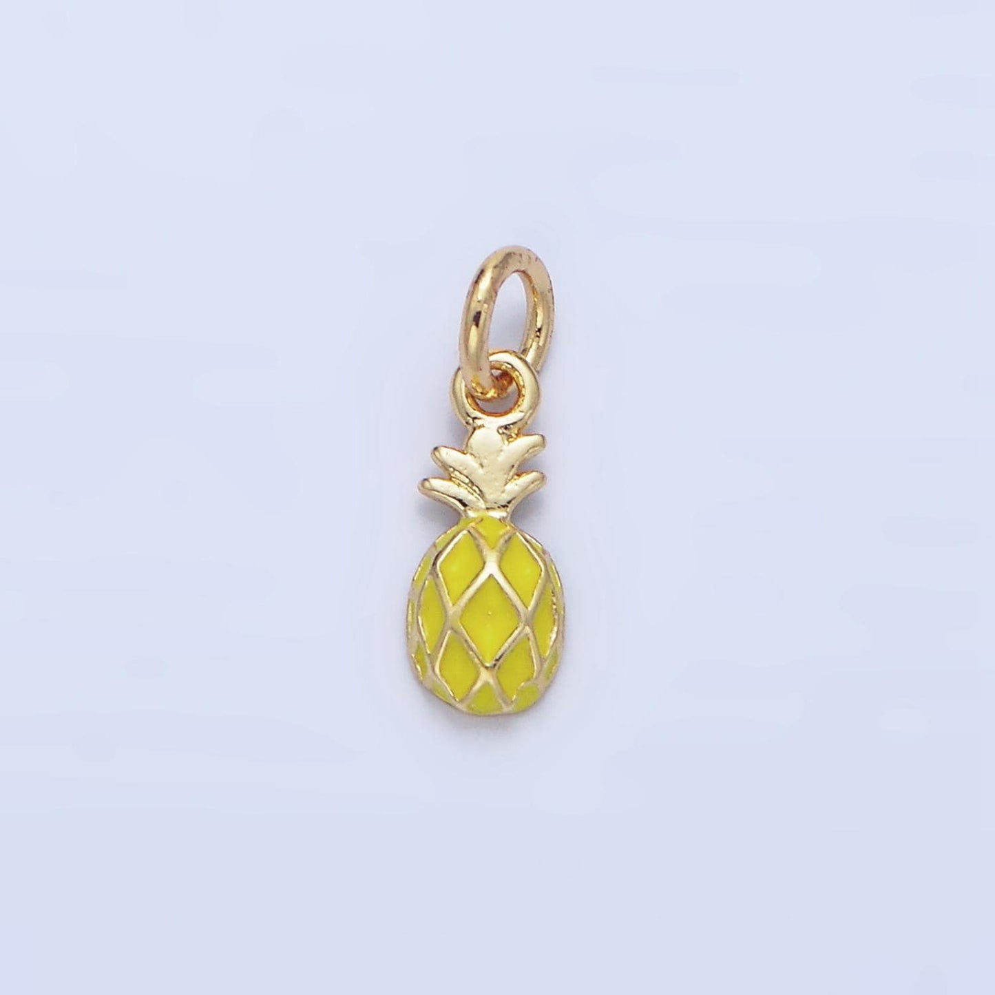 Yellow-green mini pineapple 234k gold filled enamel fruit charm | x-831