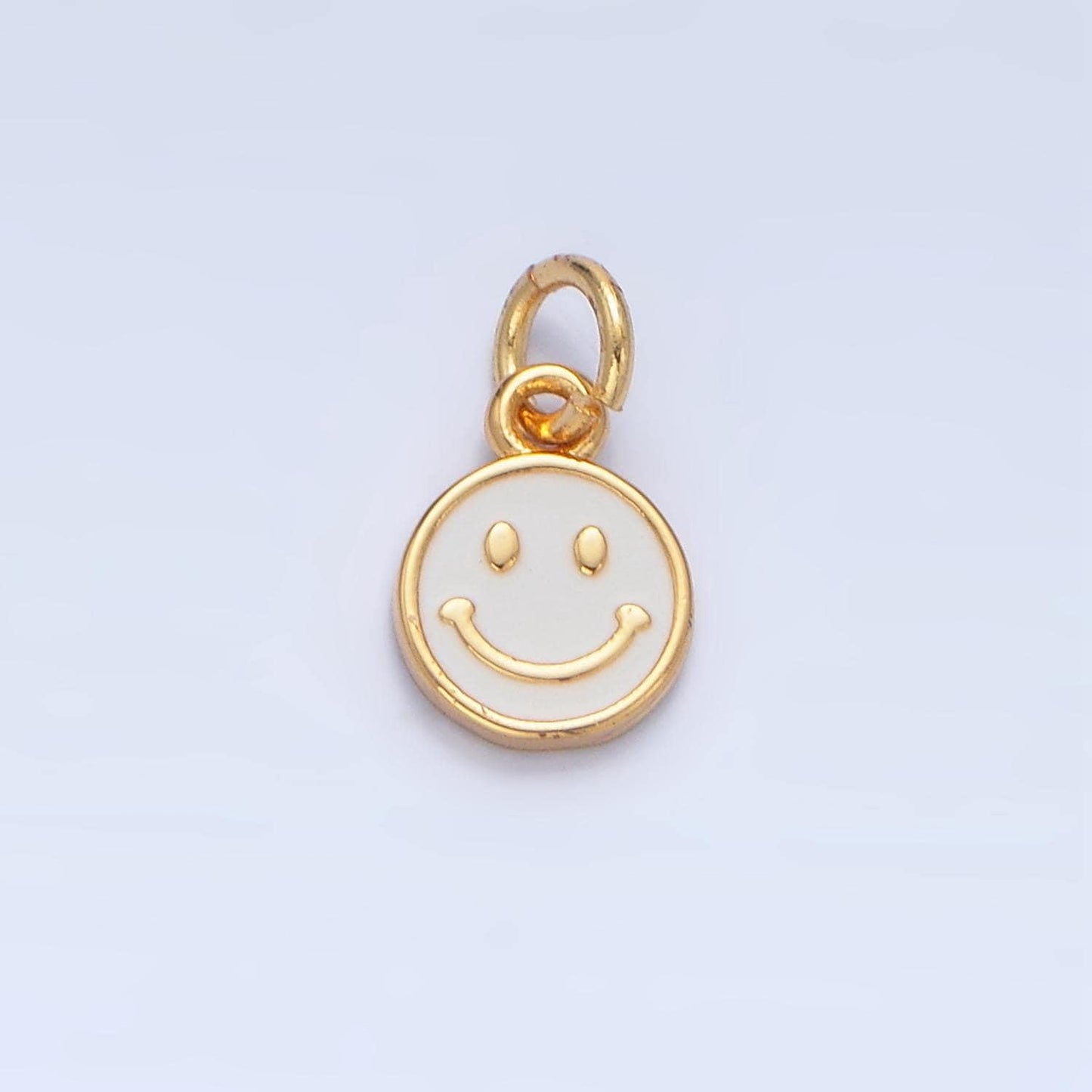Mini white enamel happy face 24k gold filled | x-828