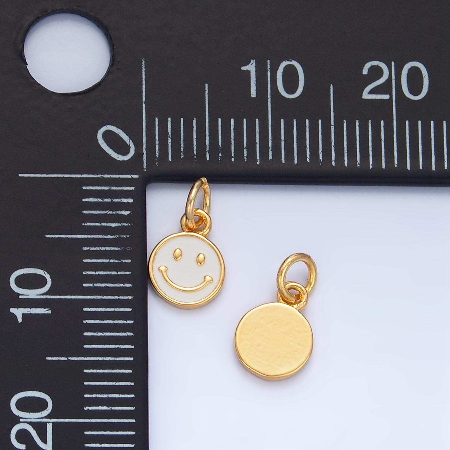 Mini white enamel happy face 24k gold filled | x-828