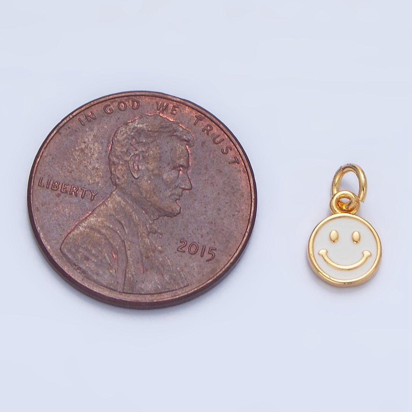 Mini white enamel happy face 24k gold filled | x-828