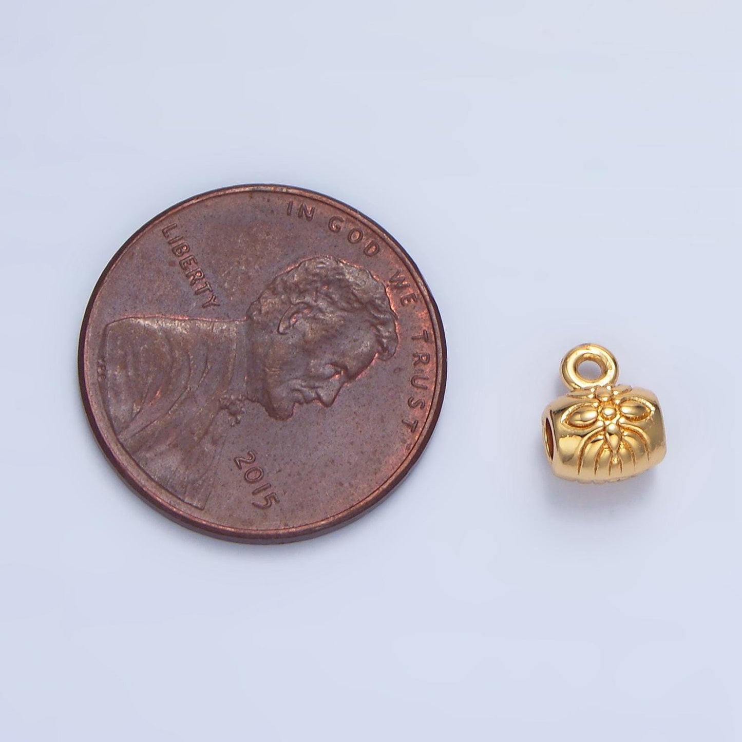 Mini flower tube bead + charm add on 24k gold filled supply | x-792