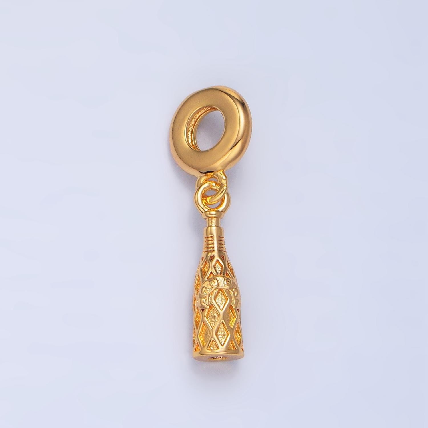 24 gold filled champagne bottle charm wine bottle rondelle bail drop pendant | x782